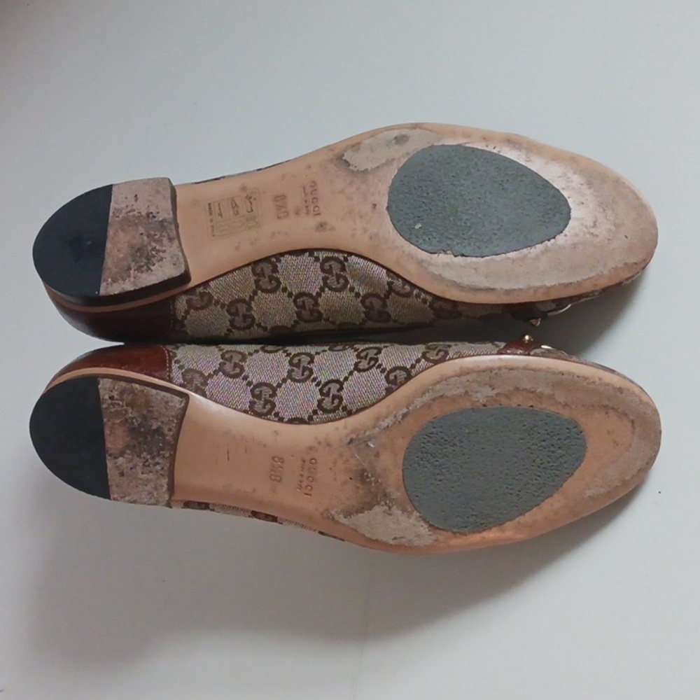 Gucci Tan Logo Canvas Flats In Box W Bamboo Bit. - Picture 7 of 7